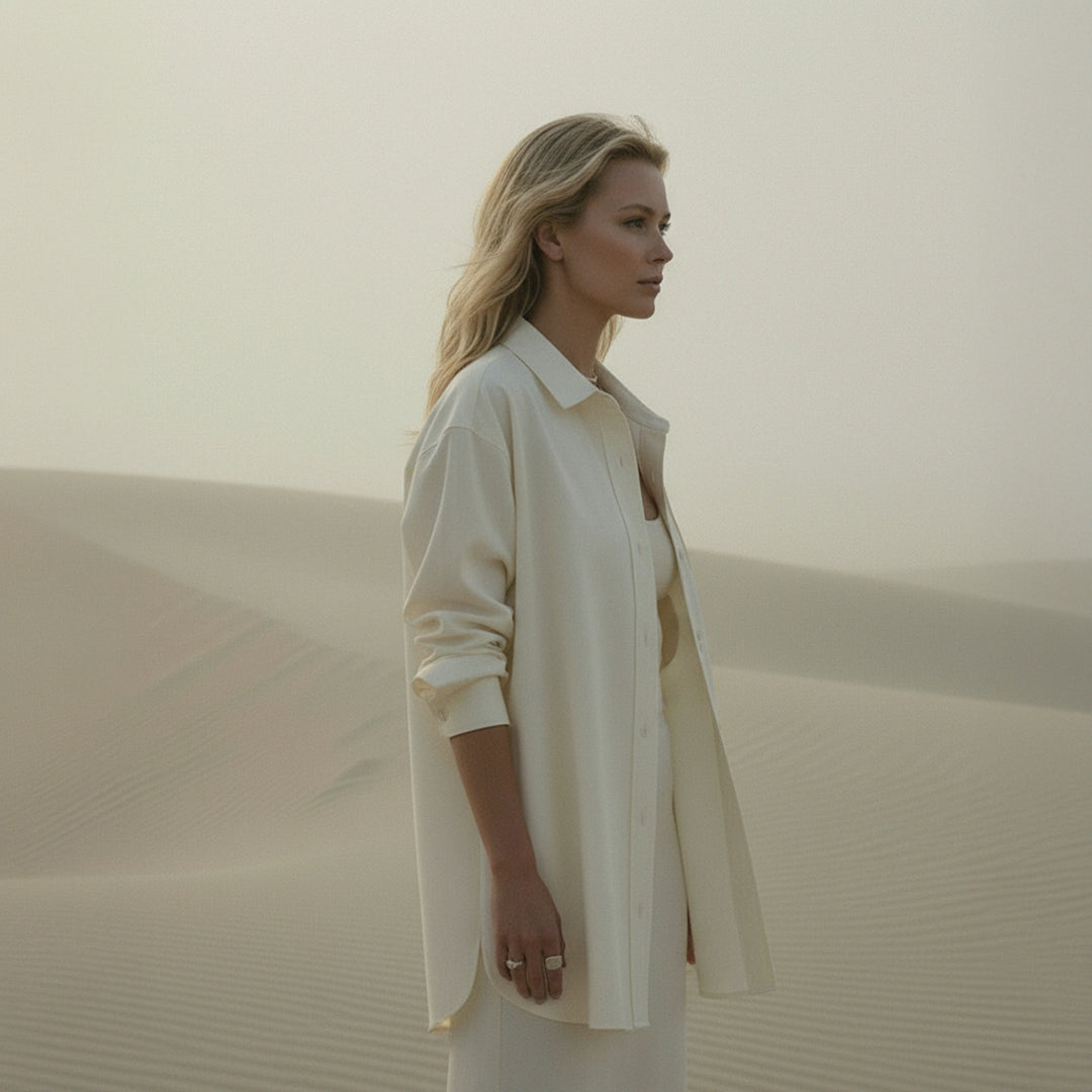 PRE-ORDER: 'Weekend Work' certified organic (relaxed) shirt – oat (women) by Oldest Daughter