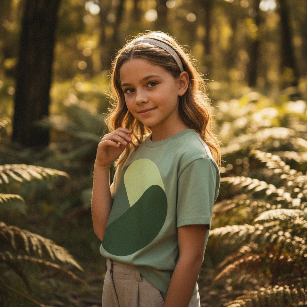 'Call of the Forest' organic tee – earth green (kids unisex) by Youngest Daughter