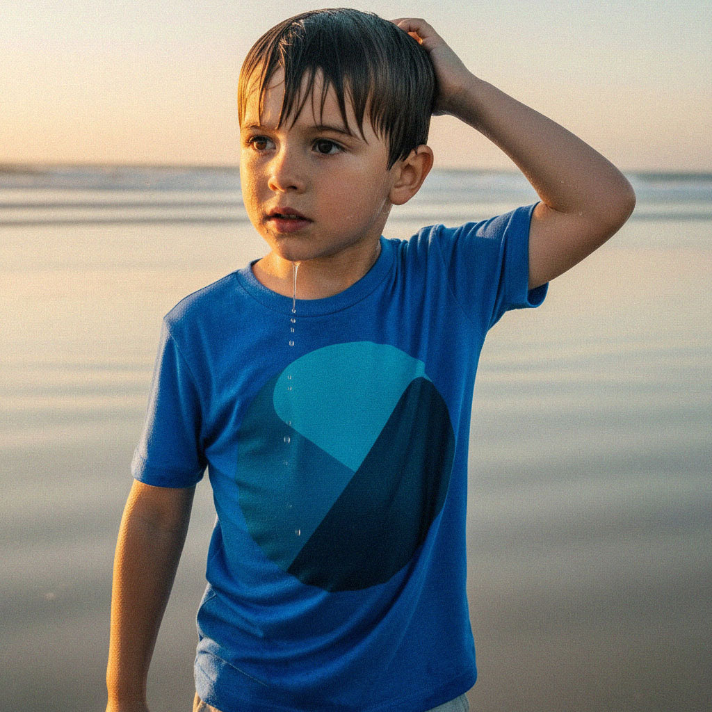 'Comes in Waves' organic tee – ocean blue (kids unisex) by Youngest Daughter