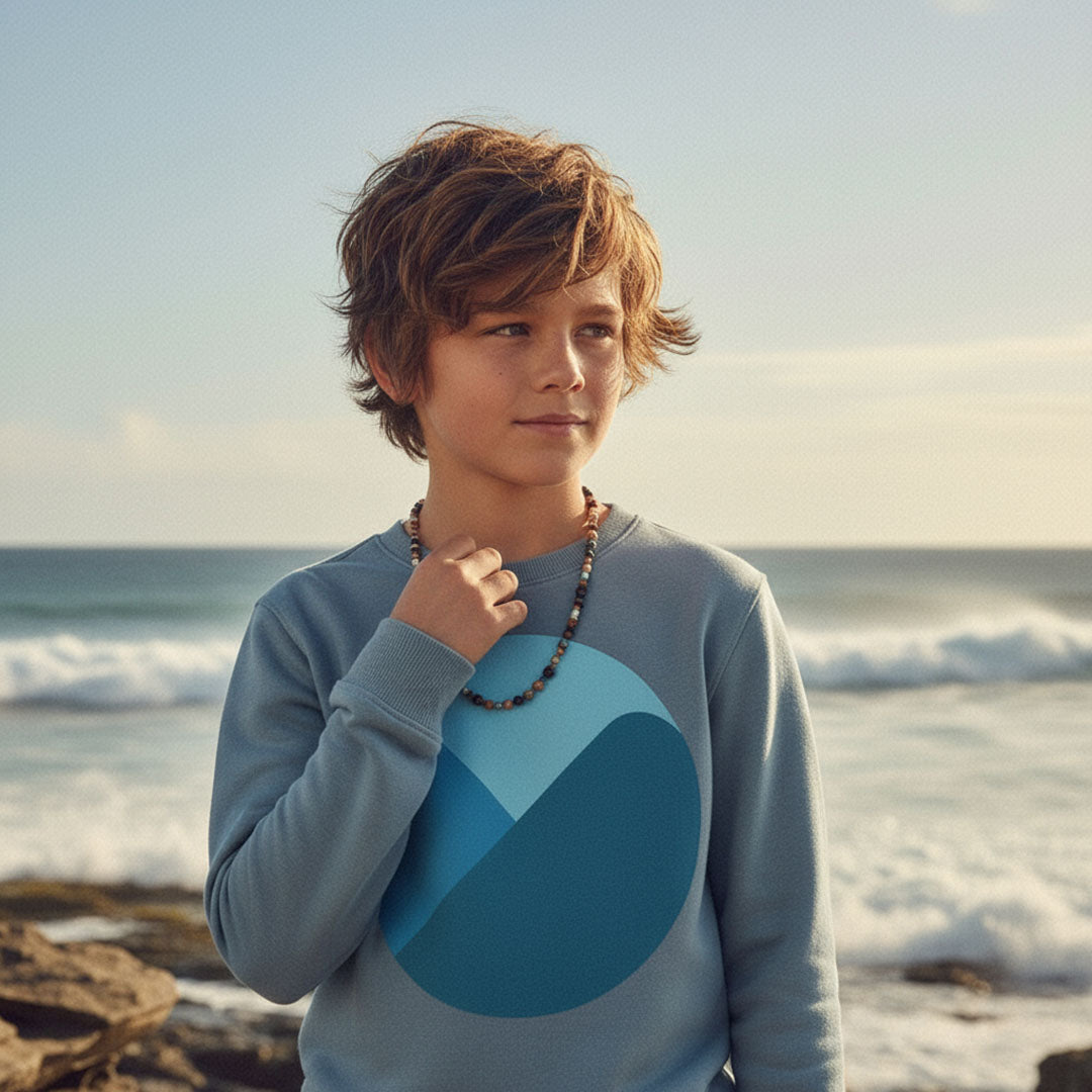 'Stormy Skies' certified organic jumper –  storm blue (kids unisex) by Youngest Daughter