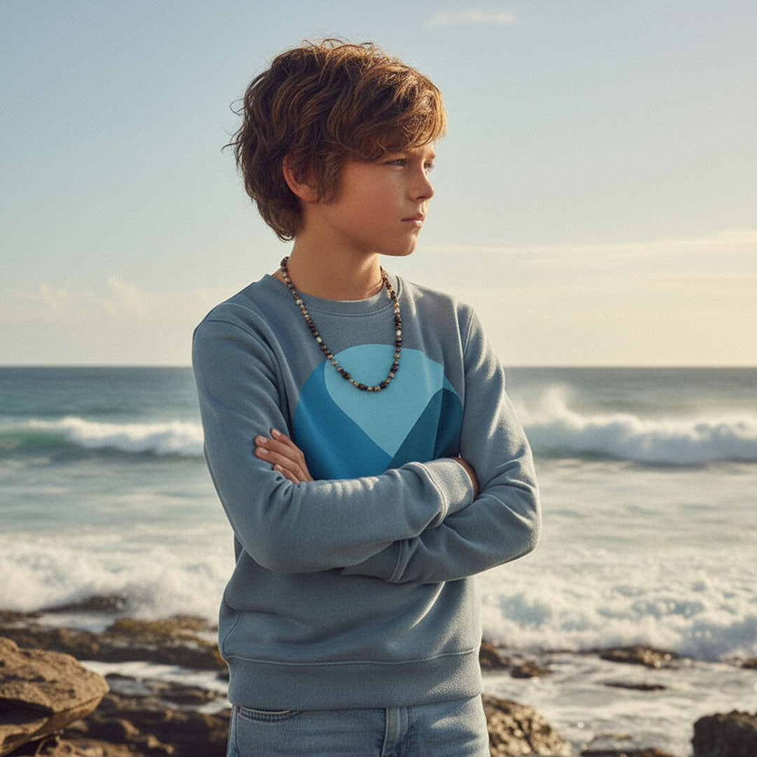 'Stormy Skies' certified organic jumper –  storm blue (kids unisex) by Youngest Daughter