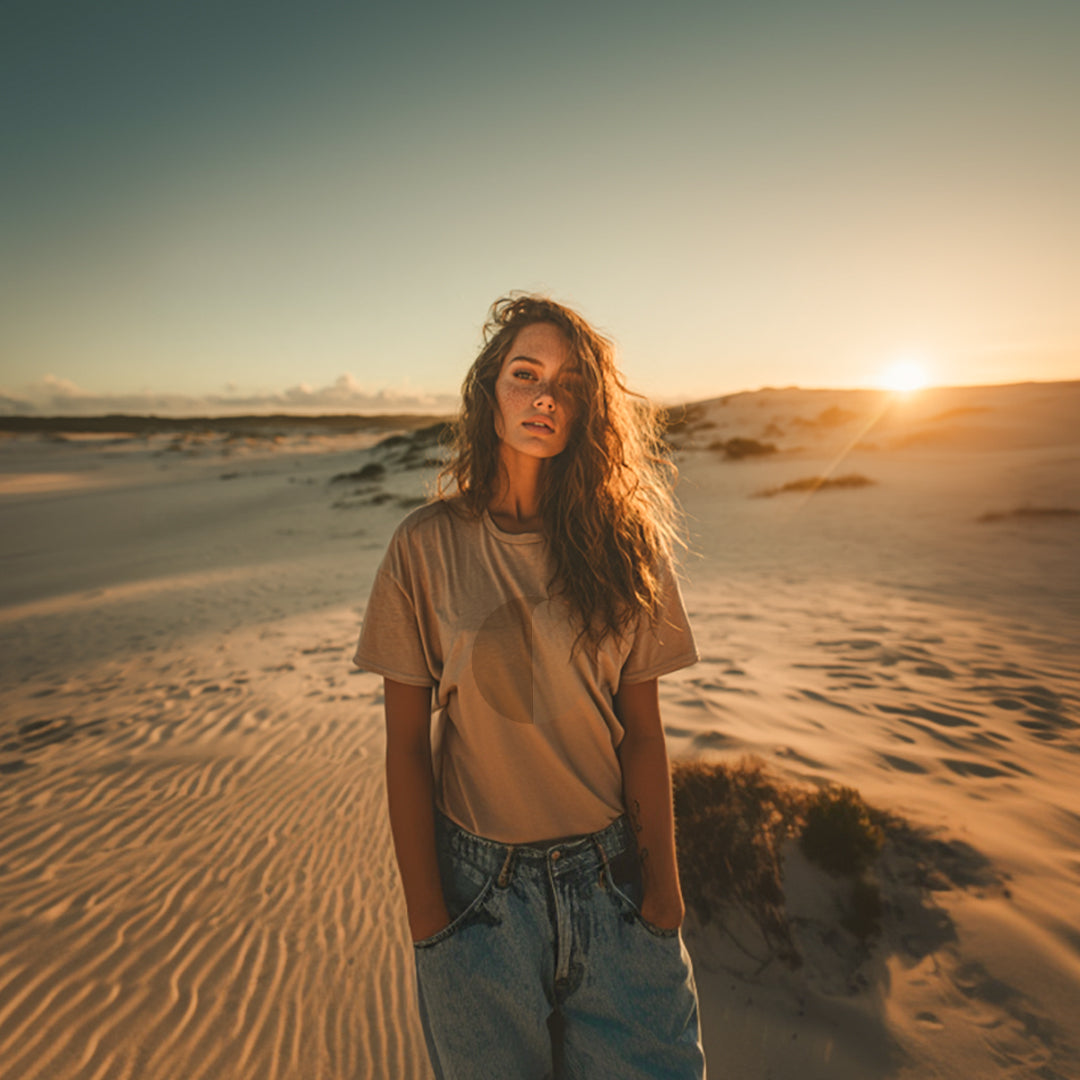 'Sandy' certified organic (basic) tee – sand (women) by Oldest Daughter