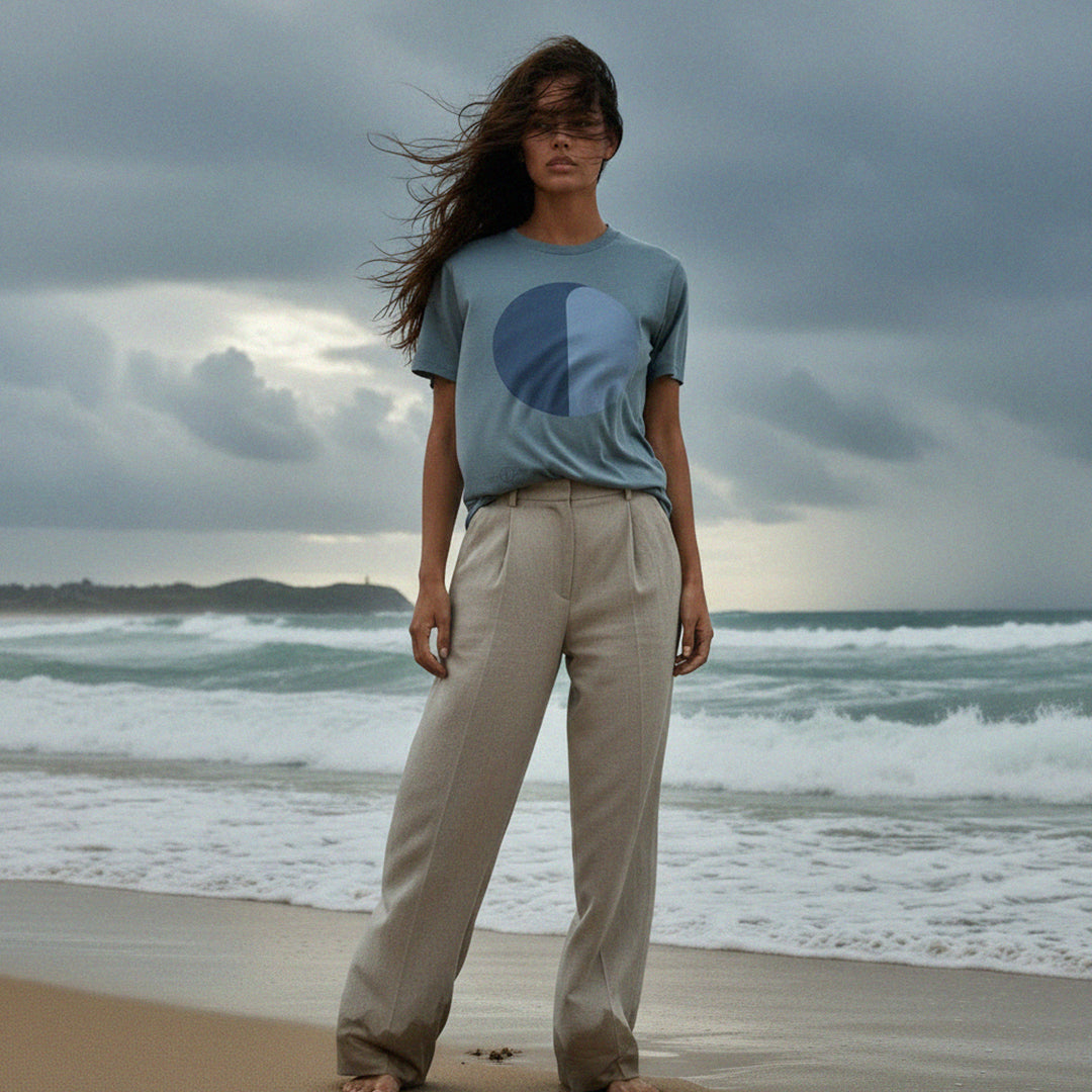 PRE-ORDER: 'Southerly' certified organic (basic) tee – storm blue (women) by Oldest Daughter