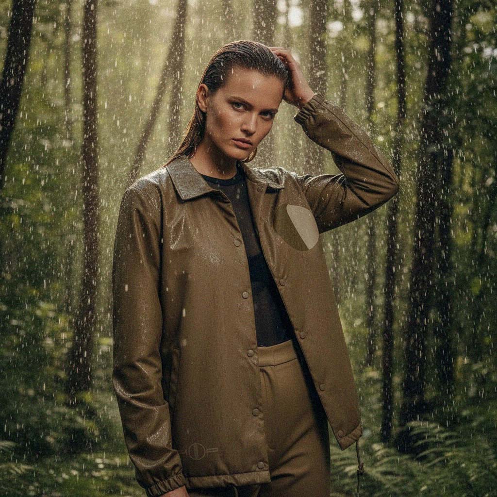 LIMITED RELEASE (Pre-order): 'Sun Shower' certified 100% recycled polyester jacket (women) - khaki by Oldest Daughter