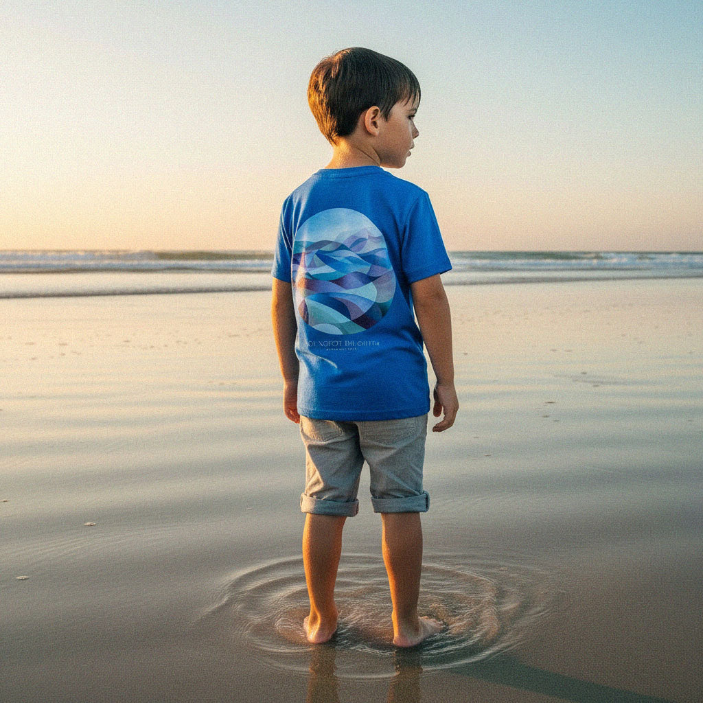 'Comes in Waves' organic tee – ocean blue (kids unisex) by Youngest Daughter
