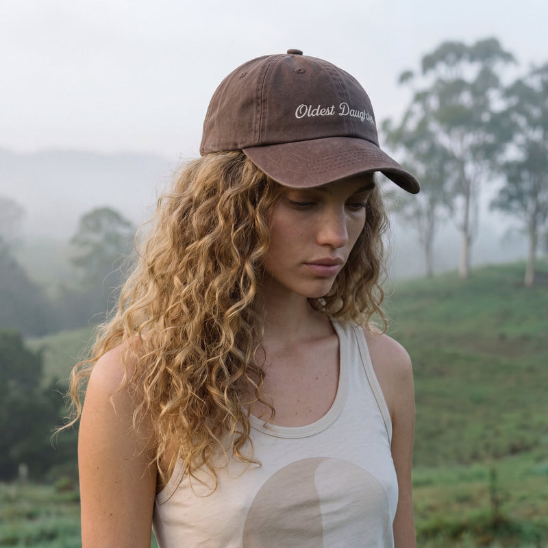 BAZ washed cocoa organic cotton dad cap – sustainable fashion, Oldest Daughter