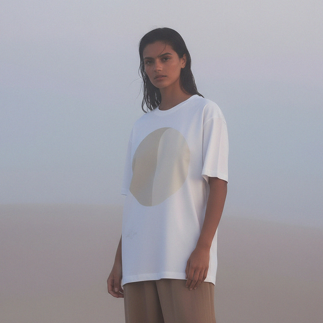 'Nothing is Black & White' certified organic (oversized) tee – white (women) by Oldest Daughter