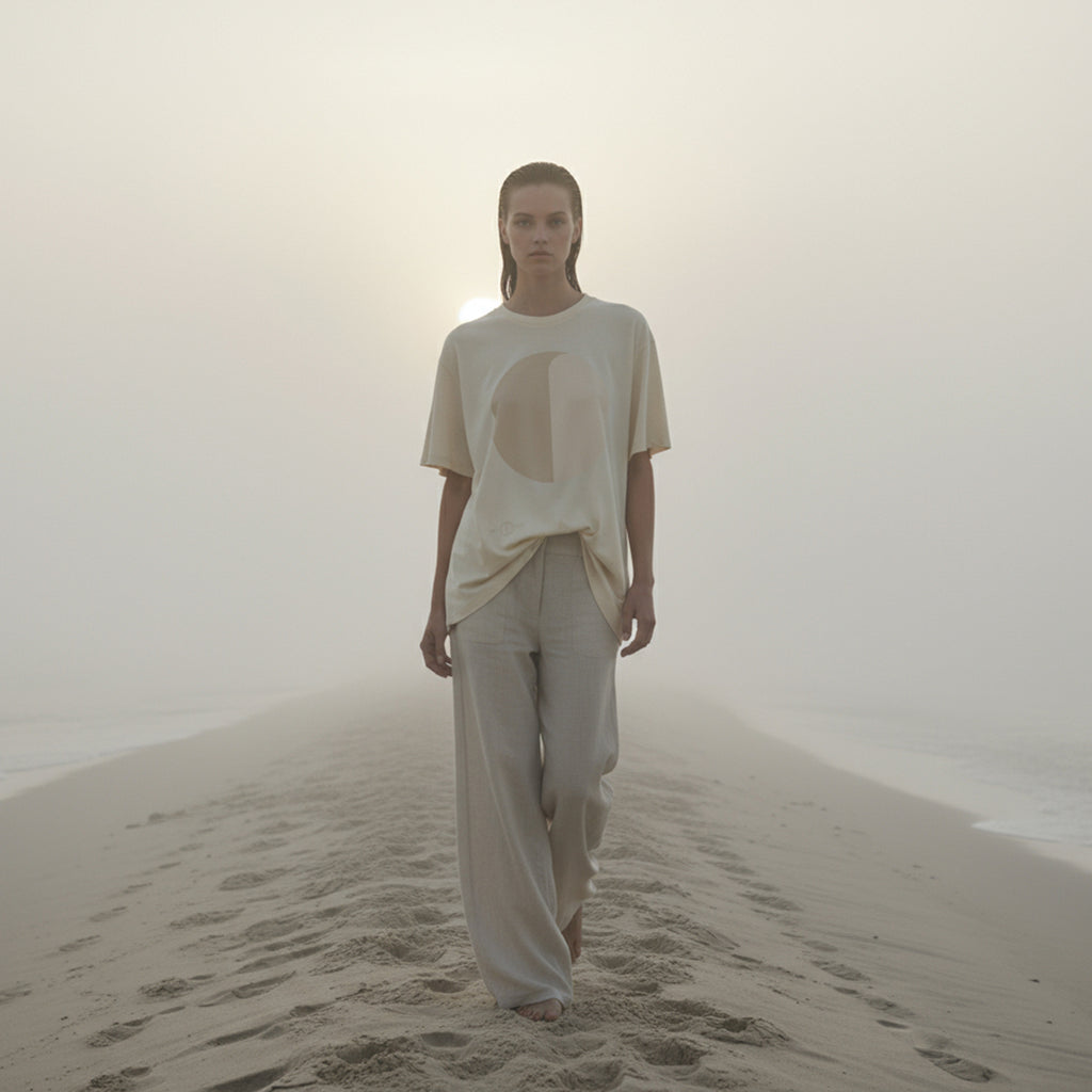 'Morning Fog' certified organic (oversized) tee – oat (women) by Oldest Daughter