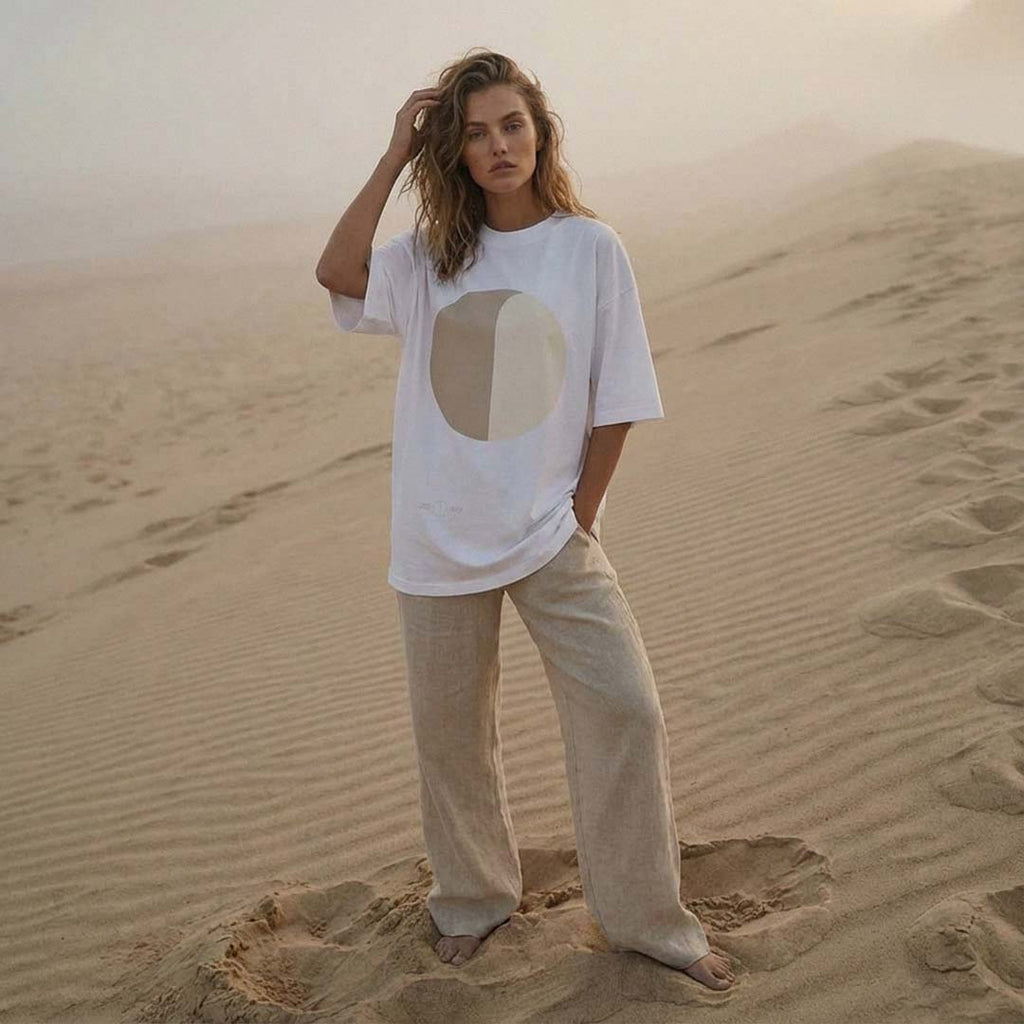 'Nothing is Black & White' certified organic (extra-oversized) boyfriend tee – white (unisex) by Oldest Daughter