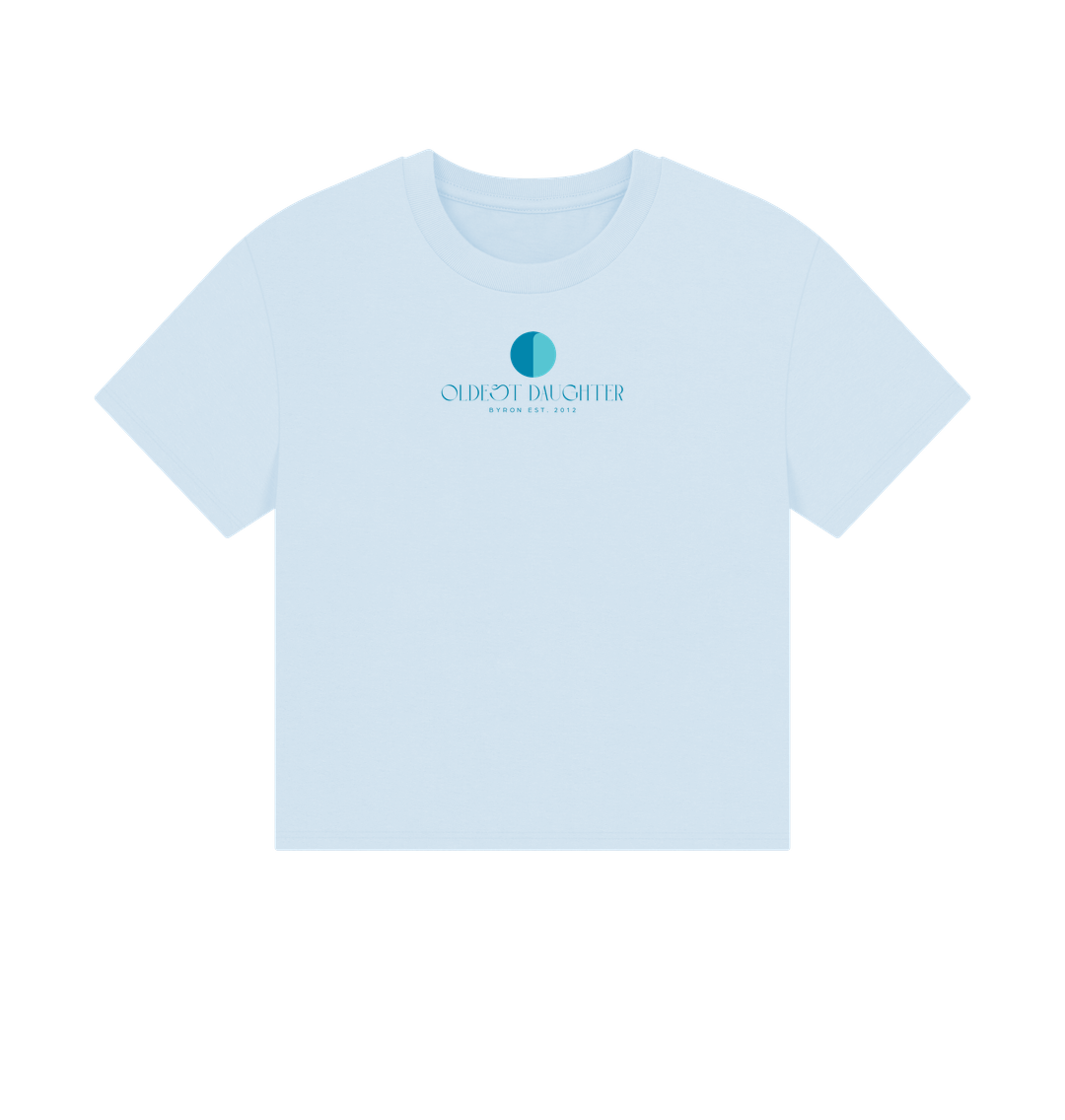 Sky Blue 'Rock Remembers' Organic Boxy Tee by Oldest Daughter