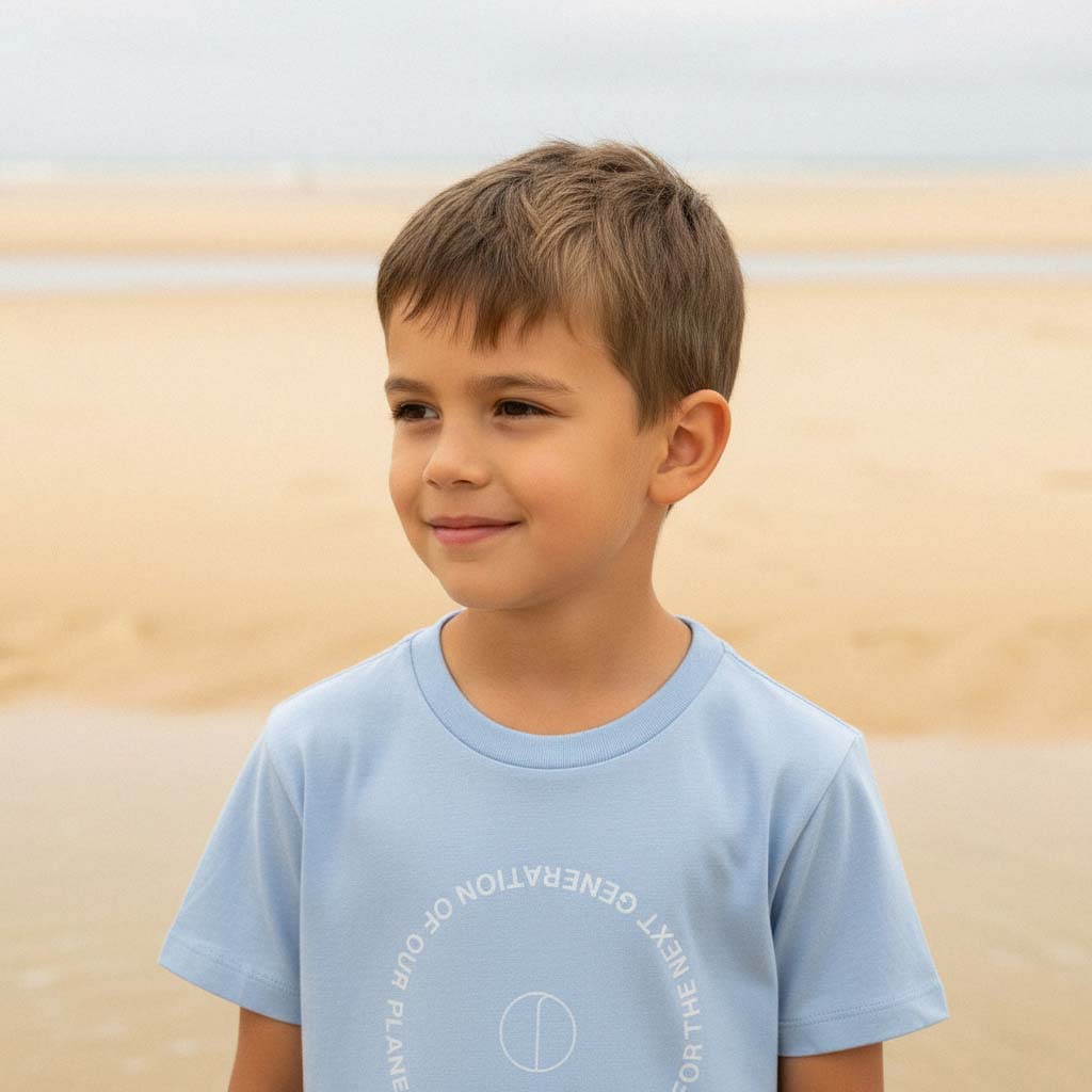 LIMITED EDITION (Pre-Order): 'Next Gen' certified organic (basic) tee – milky blue (kids) by Oldest Daughter