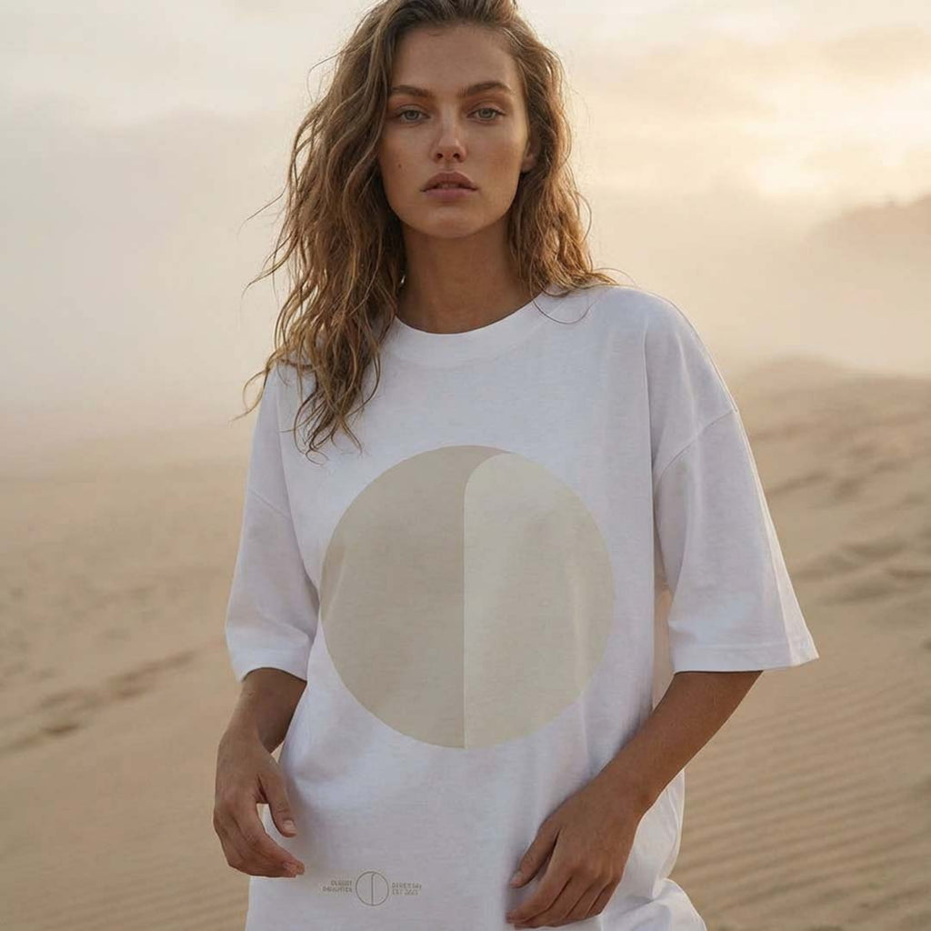 'Nothing is Black & White' certified organic (extra-oversized) boyfriend tee – white (unisex) by Oldest Daughter