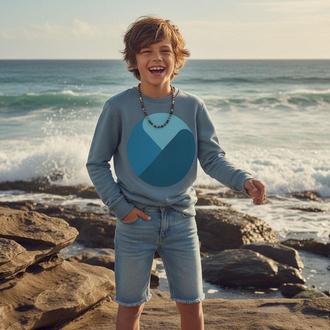 'Stormy Skies' certified organic jumper –  storm blue (kids unisex) by Youngest Daughter