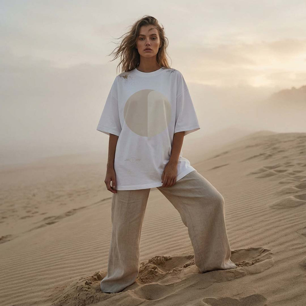 'Nothing is Black & White' certified organic (extra-oversized) boyfriend tee – white (unisex) by Oldest Daughter