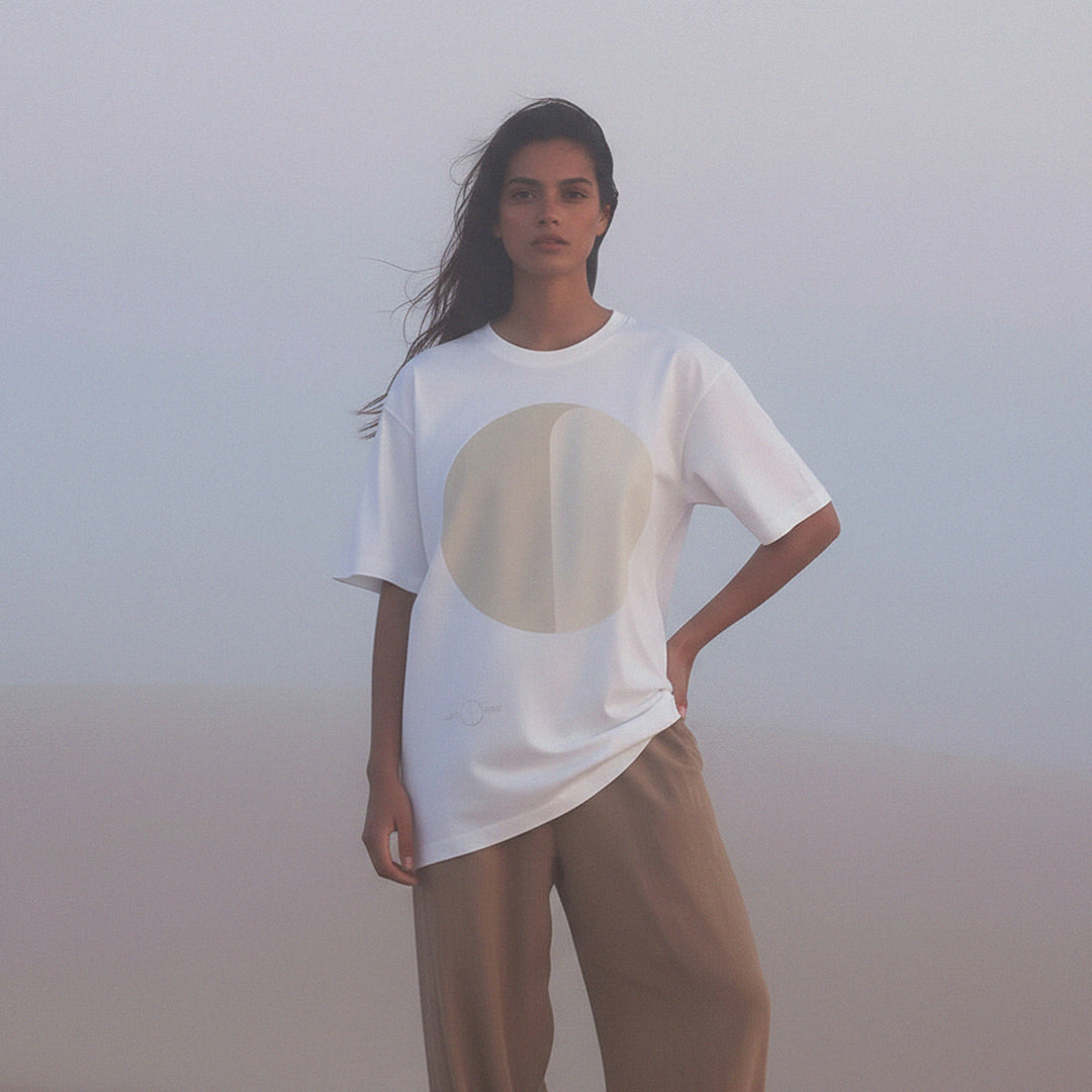 'Nothing is Black & White' certified organic (oversized) tee – white (women) by Oldest Daughter