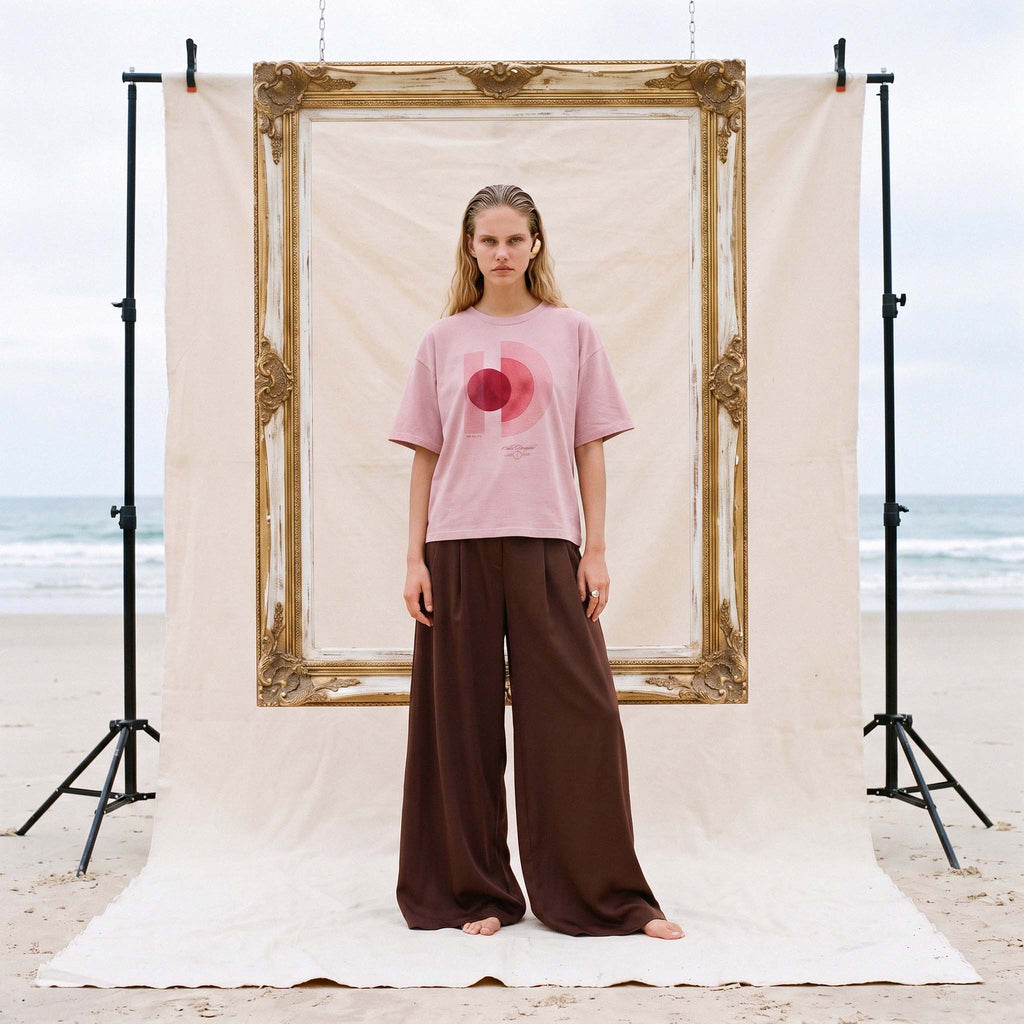 AYLA vintage blush boxy tee shown straight on, hem sitting at the hip – Oldest Daughter, Byron Bay