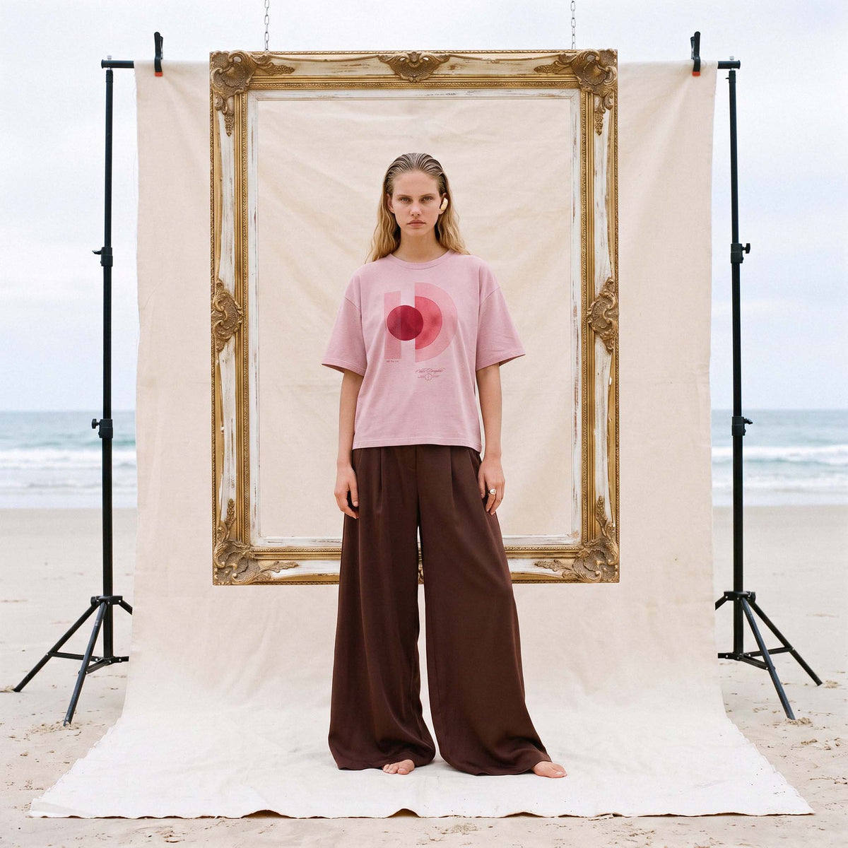 AYLA vintage blush boxy tee shown straight on, hem sitting at the hip – Oldest Daughter, Byron Bay