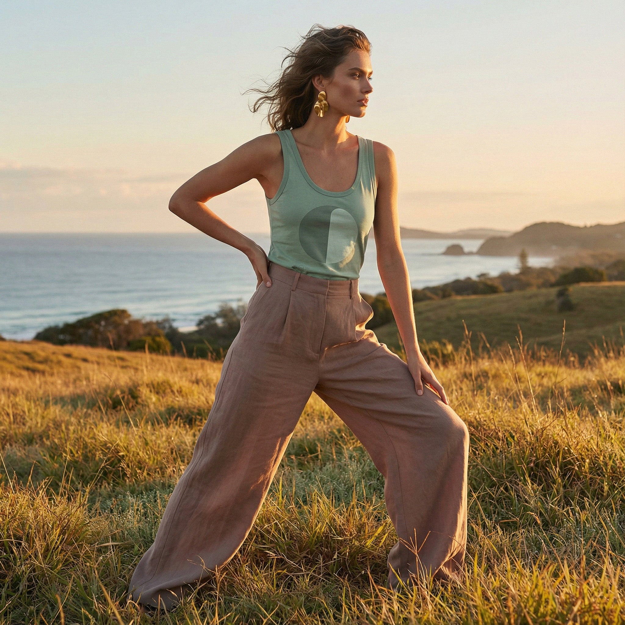 'Aloe Love' Certified Organic (fitted) tank top (women) - Aloe Green by Oldest Daughter