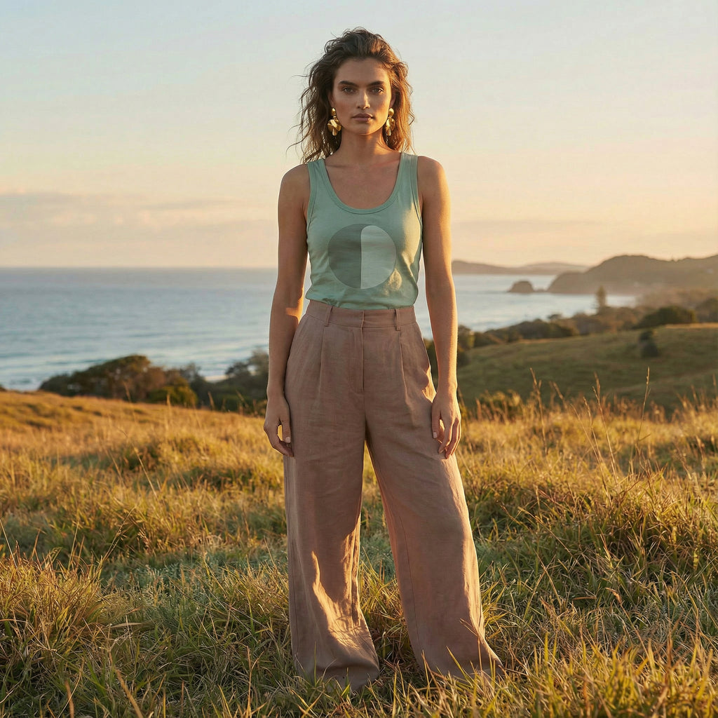 'Aloe Love' Certified Organic (fitted) tank top (women) - Aloe Green by Oldest Daughter