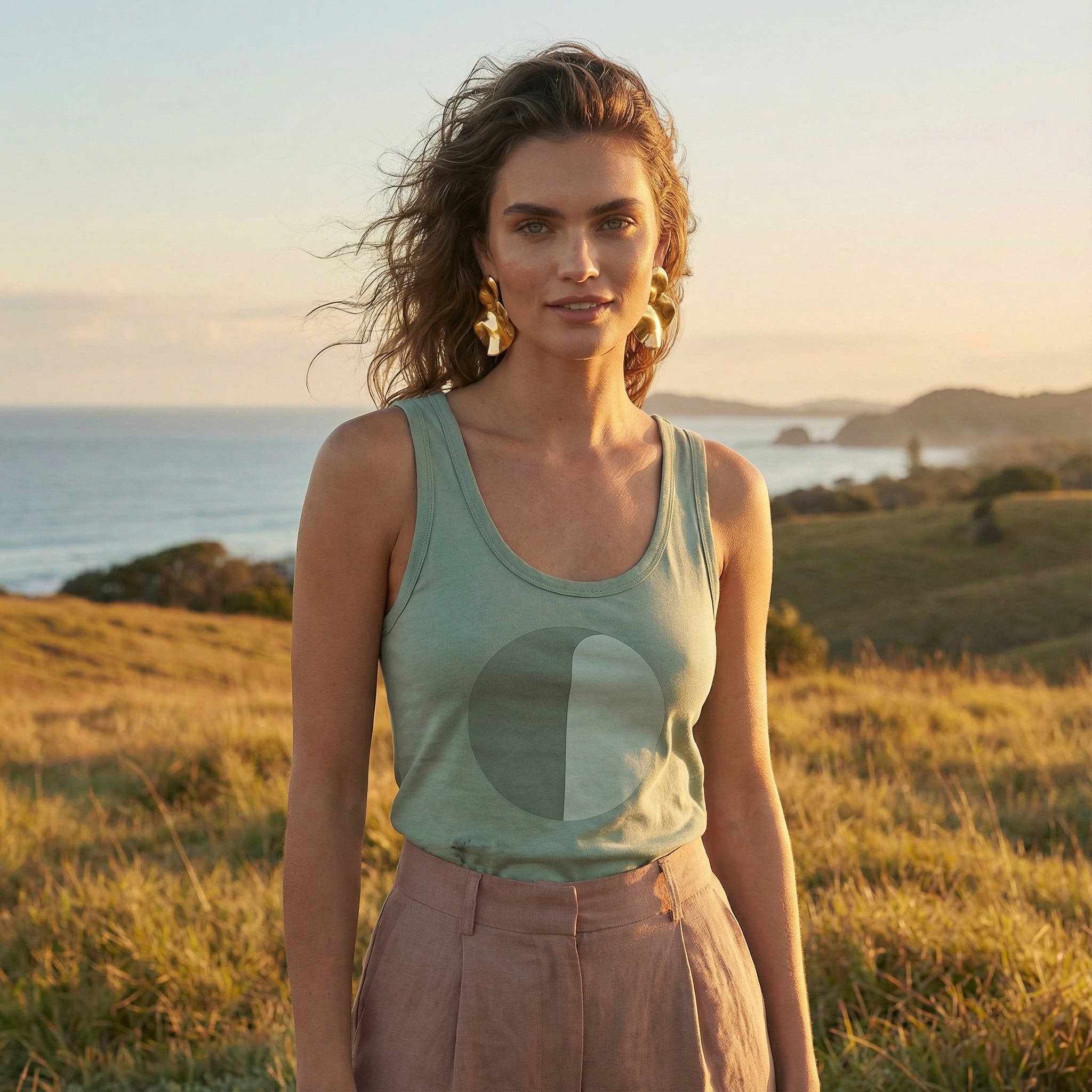 'Aloe Love' Certified Organic (fitted) tank top (women) - Aloe Green by Oldest Daughter