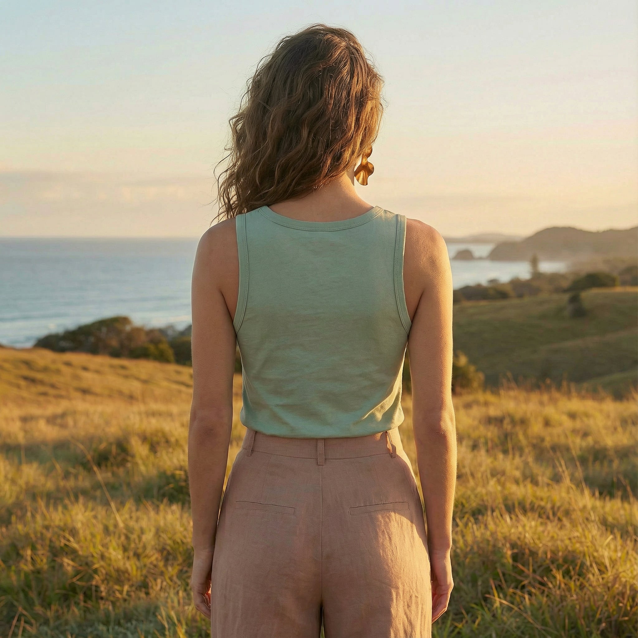 'Aloe Love' Certified Organic (fitted) tank top (women) - Aloe Green by Oldest Daughter