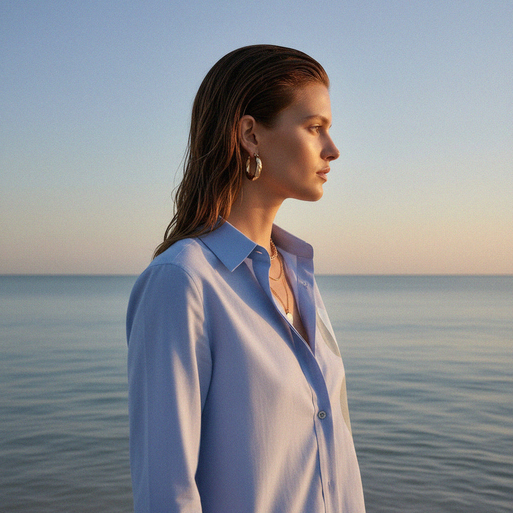 'Blue Collar' certified organic (relaxed) shirt – oxford blue (women) by Oldest Daughter