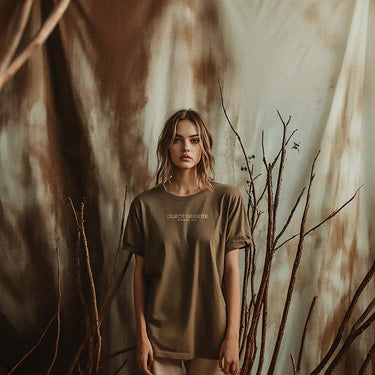 'Carving the Way' certified organic oversized boyfriend tee – oak brown (unisex) by Oldest Daughter
