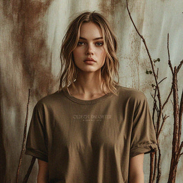 'Carving the Way' certified organic oversized boyfriend tee – oak brown (unisex) by Oldest Daughter