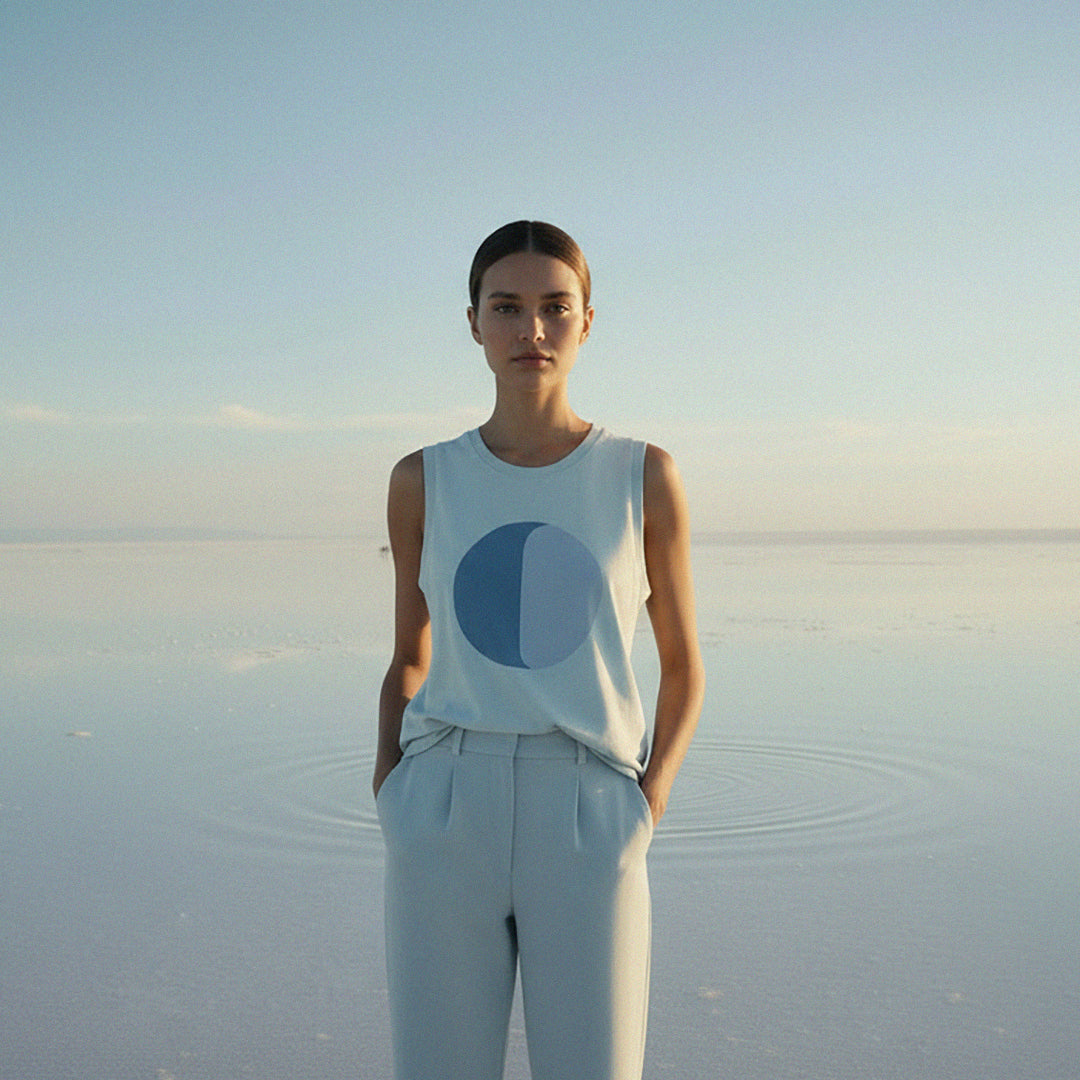 ‘Create Ripples' Certified Organic (basic) tank top (women) - ice blue by Oldest Daughter