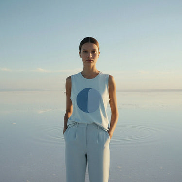 PRE-ORDER: 'Create Ripples' Certified Organic relaxed tank top (women) - ice blue