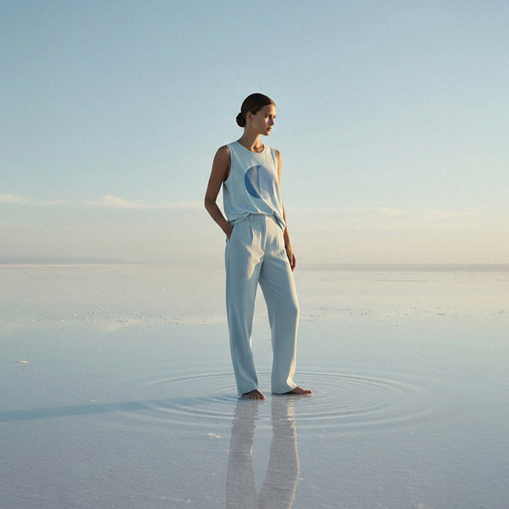 ‘Create Ripples' Certified Organic (basic) tank top (women) - ice blue by Oldest Daughter