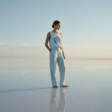 PRE-ORDER: 'Create Ripples' Certified Organic relaxed tank top (women) - ice blue