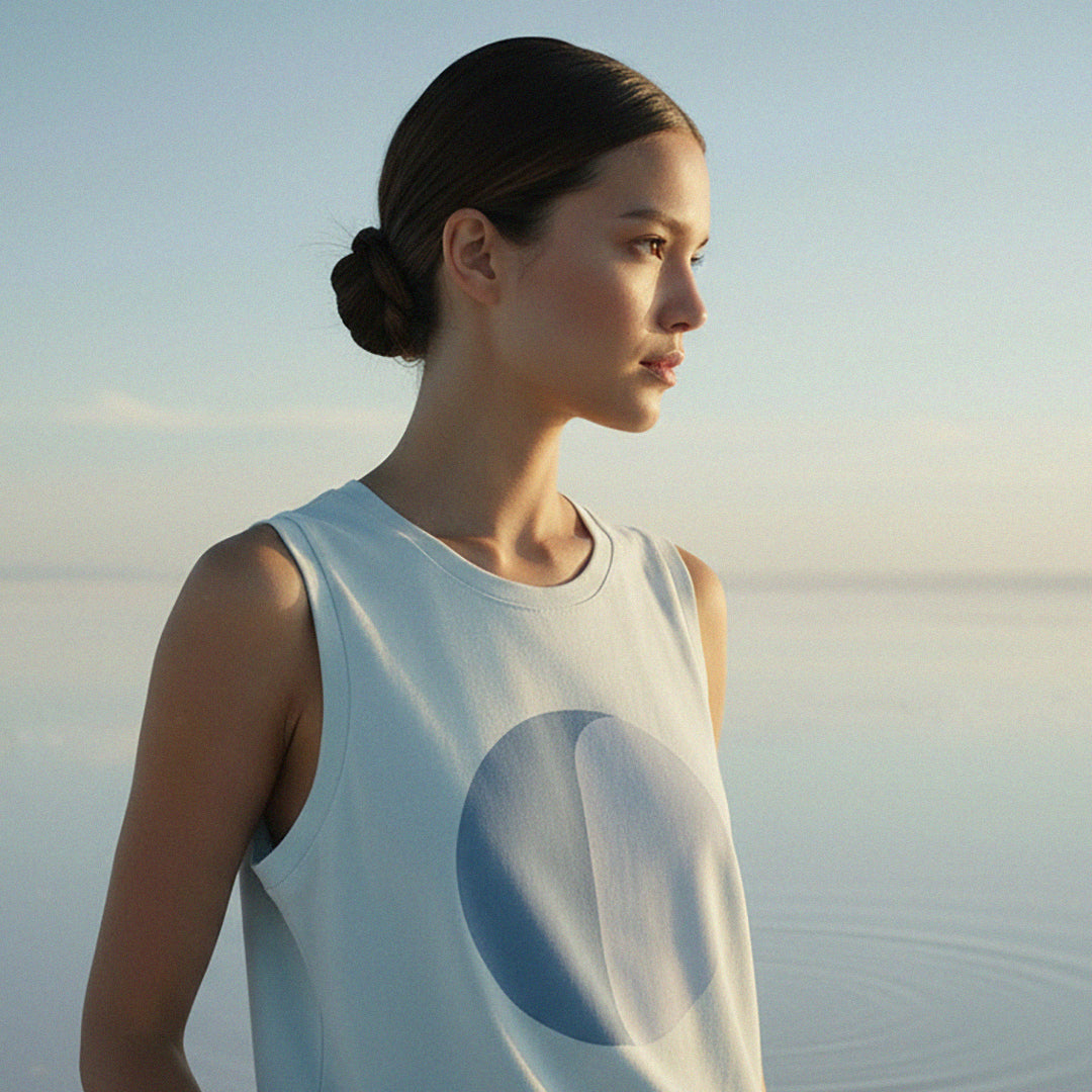 ‘Create Ripples' Certified Organic (basic) tank top (women) - ice blue by Oldest Daughter