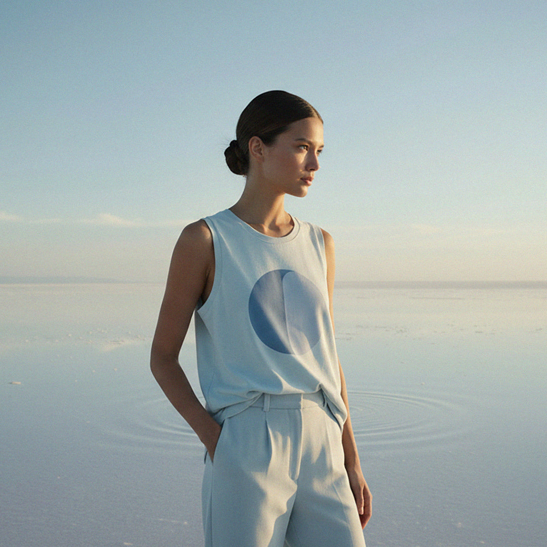 ‘Create Ripples' Certified Organic (basic) tank top (women) - ice blue by Oldest Daughter