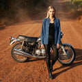 DEE certified organic cotton denim shirt, front view – Oldest Daughter, Byron Bay