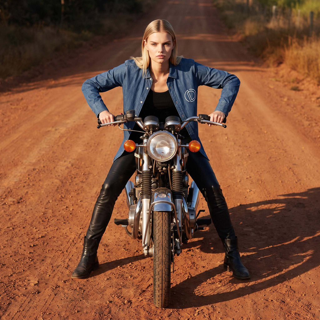 DEE organic denim shirt cuff and sleeve detail – Oldest Daughter, Byron Bay