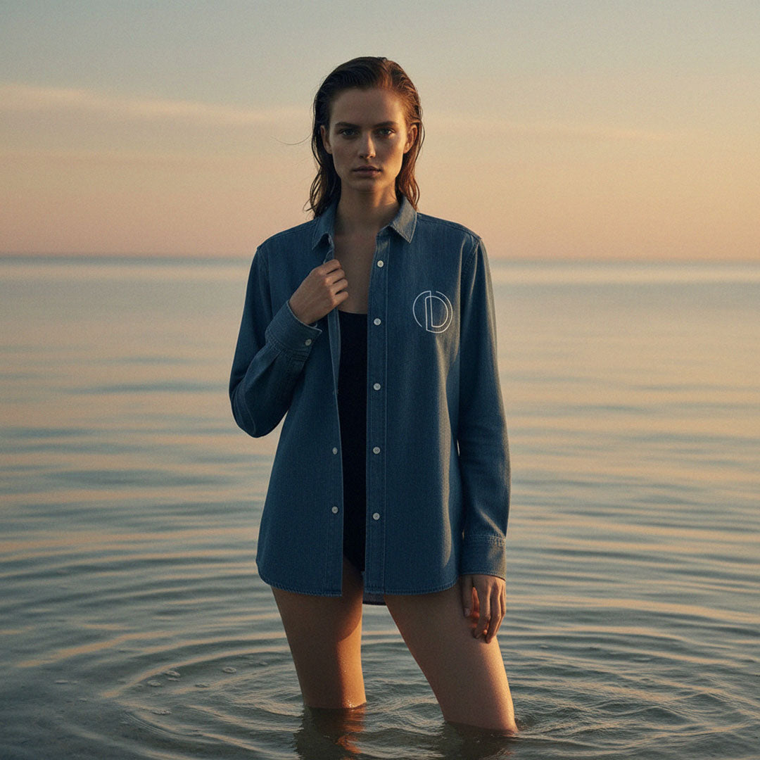 LIMITED EDITION (Pre-Sale): 'Double OD' certified organic (relaxed) shirt – denim blue (women) by Oldest Daughter