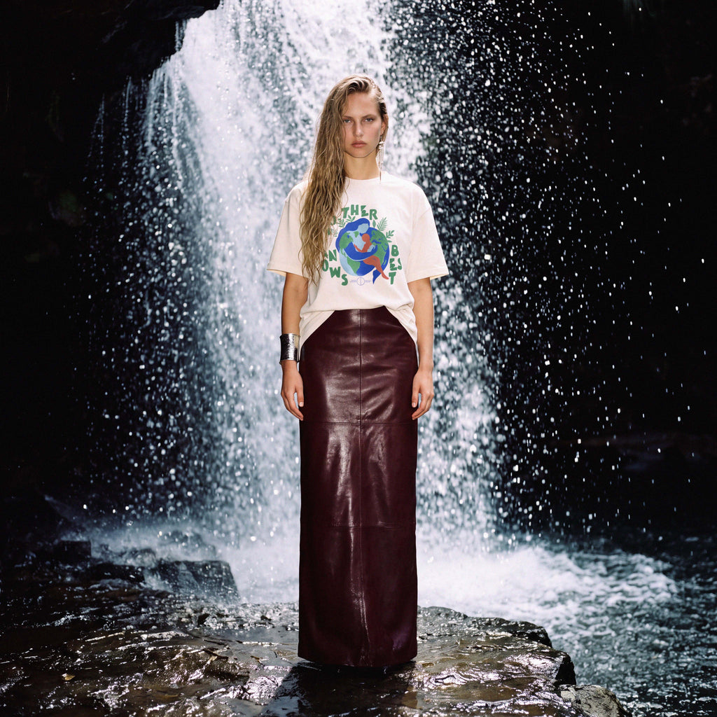 EVE organic cotton tee in antique white, relaxed drape – Oldest Daughter, Byron Bay