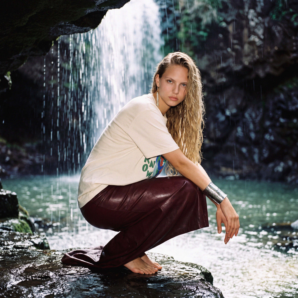 EVE oversized slouch tee shown on the body for fit – Oldest Daughter, Byron Bay