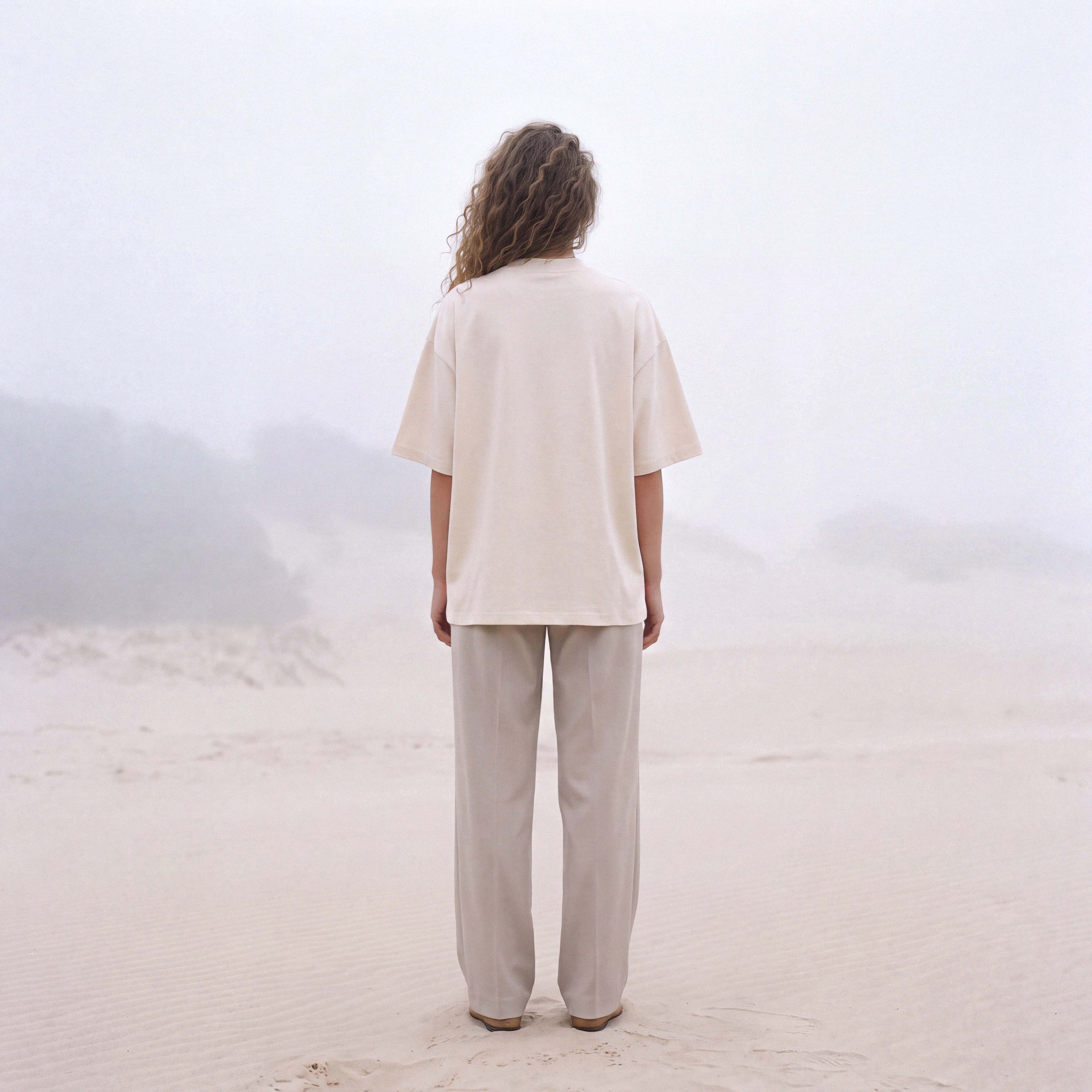 HAZE organic cotton extra-oversized boyfriend tee laid flat – Oldest Daughter, Byron Bay