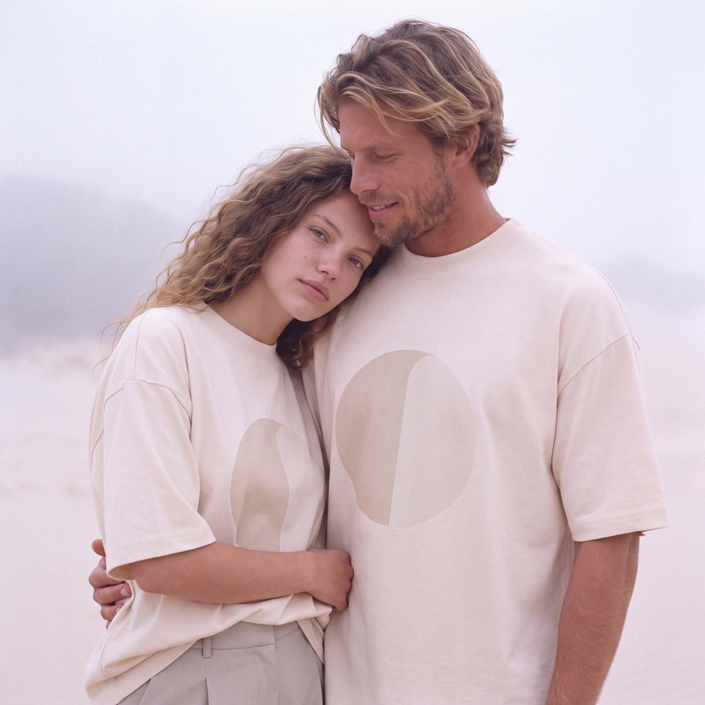 Sleeve and shoulder detail of the HAZE organic cotton tee – Oldest Daughter, Byron Bay