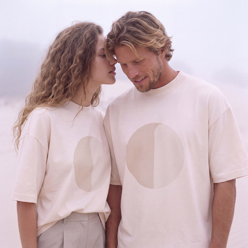 HAZE organic cotton boyfriend tee shown on a hanger – Oldest Daughter, Byron Bay