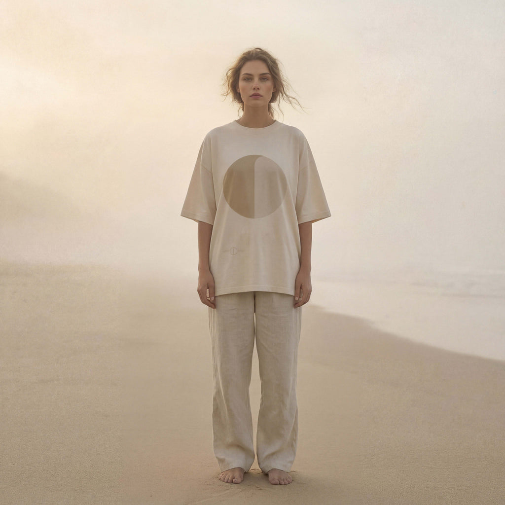 MORNING FOG extra-oversized high neck boyfriend tee