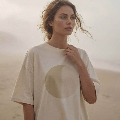 MORNING FOG extra-oversized high neck boyfriend tee