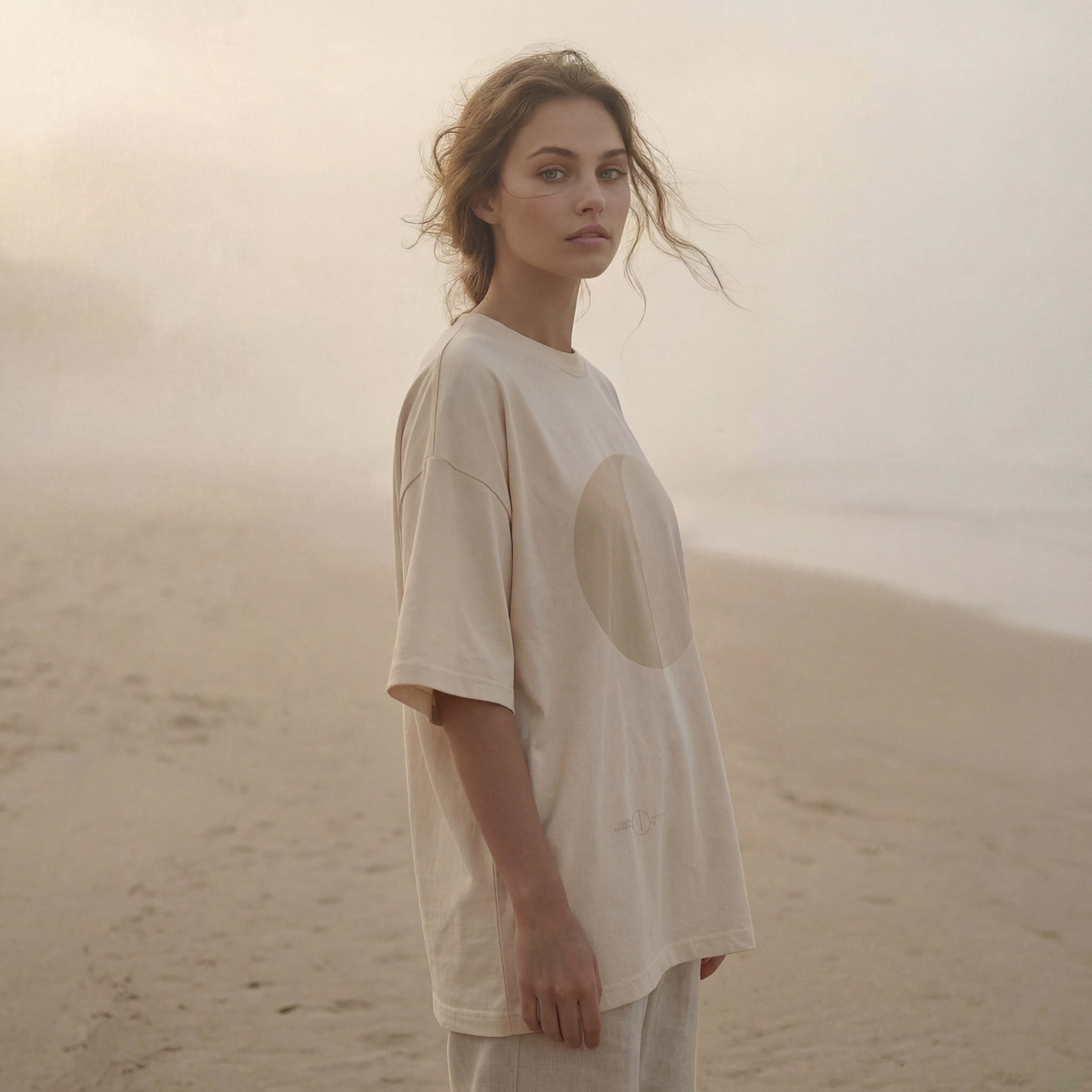 MORNING FOG extra-oversized high neck boyfriend tee