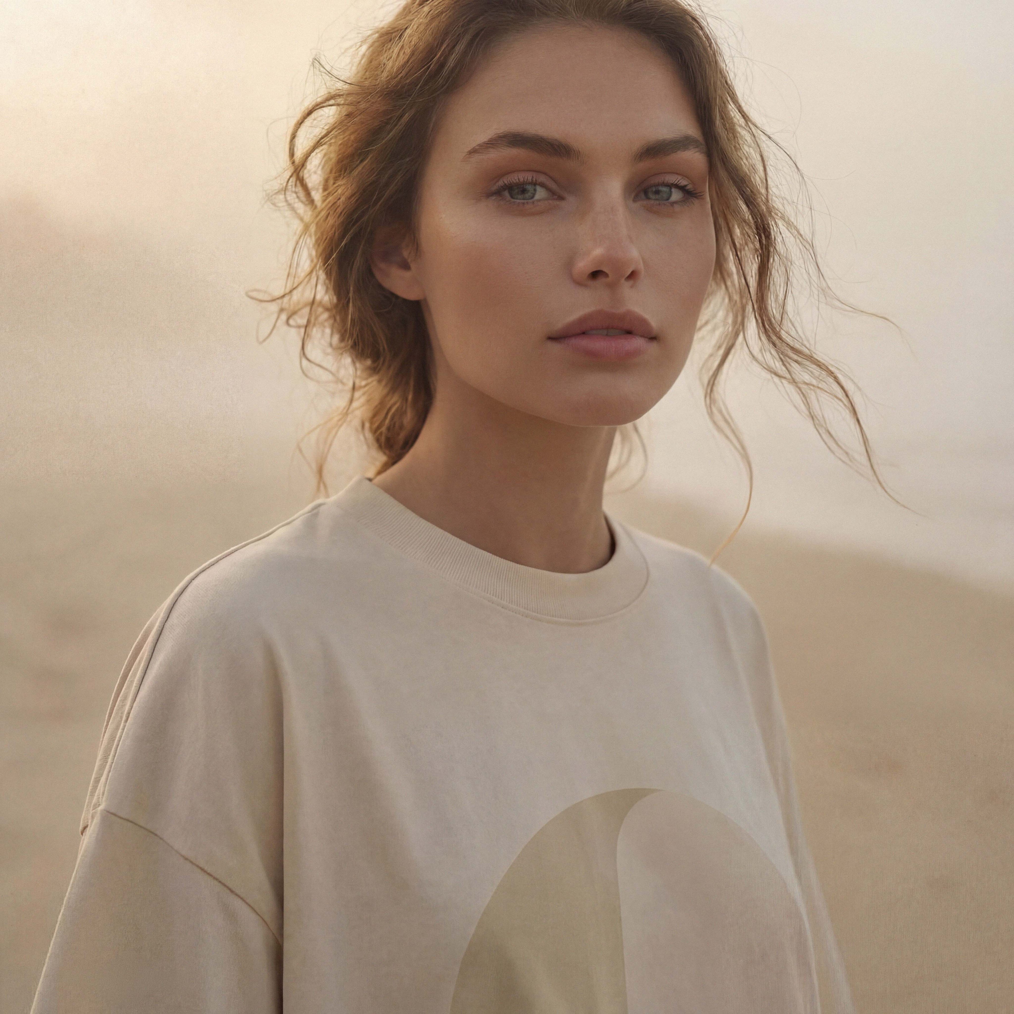 MORNING FOG extra-oversized high neck boyfriend tee