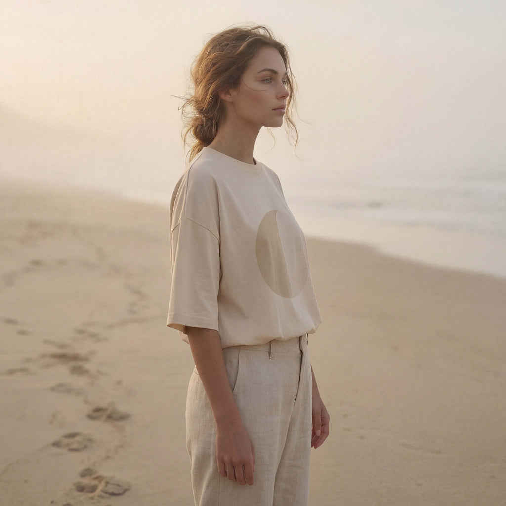 MORNING FOG extra-oversized high neck boyfriend tee