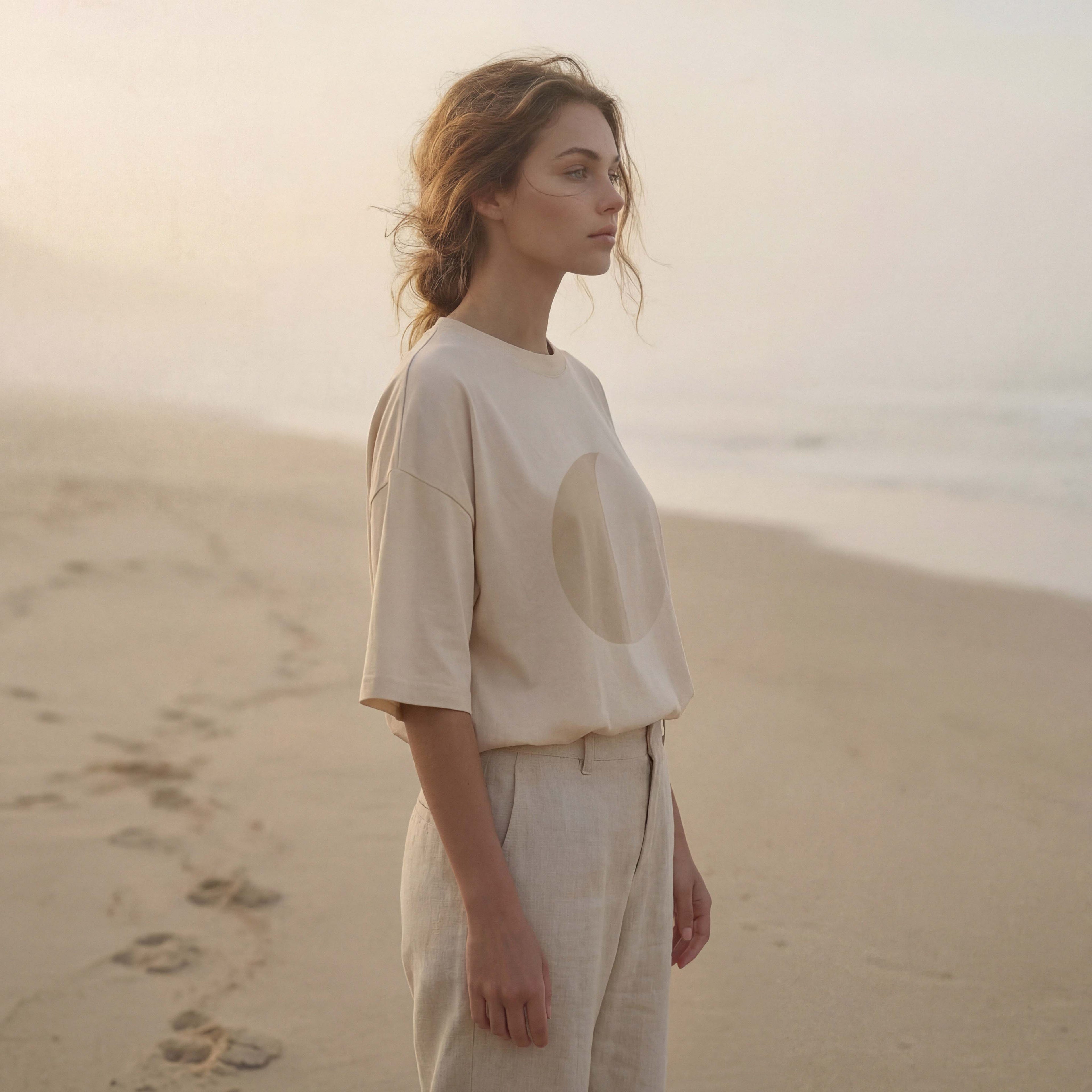 MORNING FOG extra-oversized high neck boyfriend tee