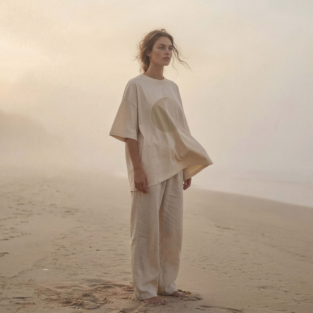 MORNING FOG extra-oversized high neck boyfriend tee