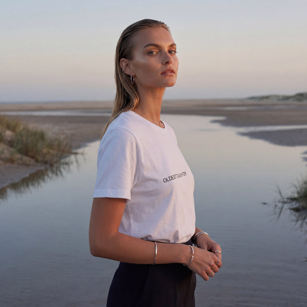 [OD] white organic cotton tee – Oldest Daughter, Northern Rivers NSW